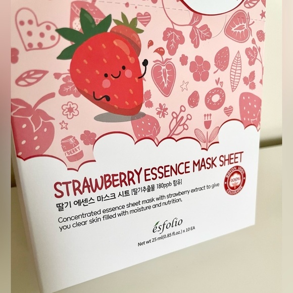Esfolio Strawberry Essence Face Mask Sheet Moisturizing Facial Treatment - Picture 11 of 12